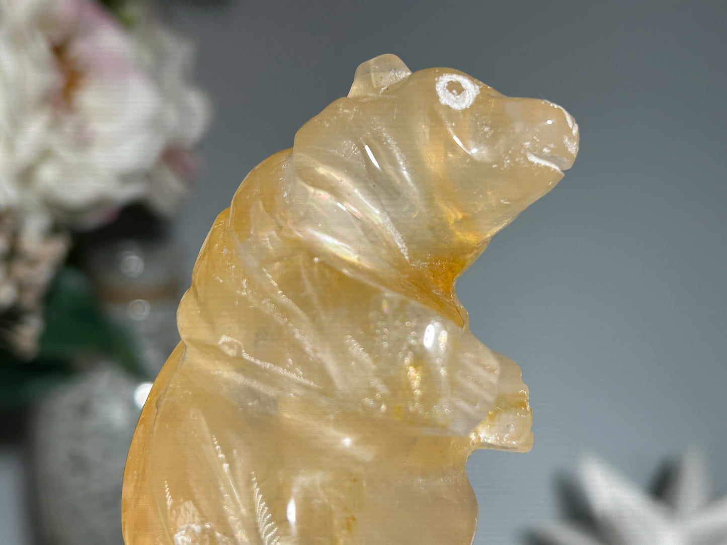 Yellow Hematoid Quartz Bear (3.5", 89mm)