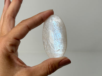 Rainbow Moonstone Palm Stone (2.4", 62mm)