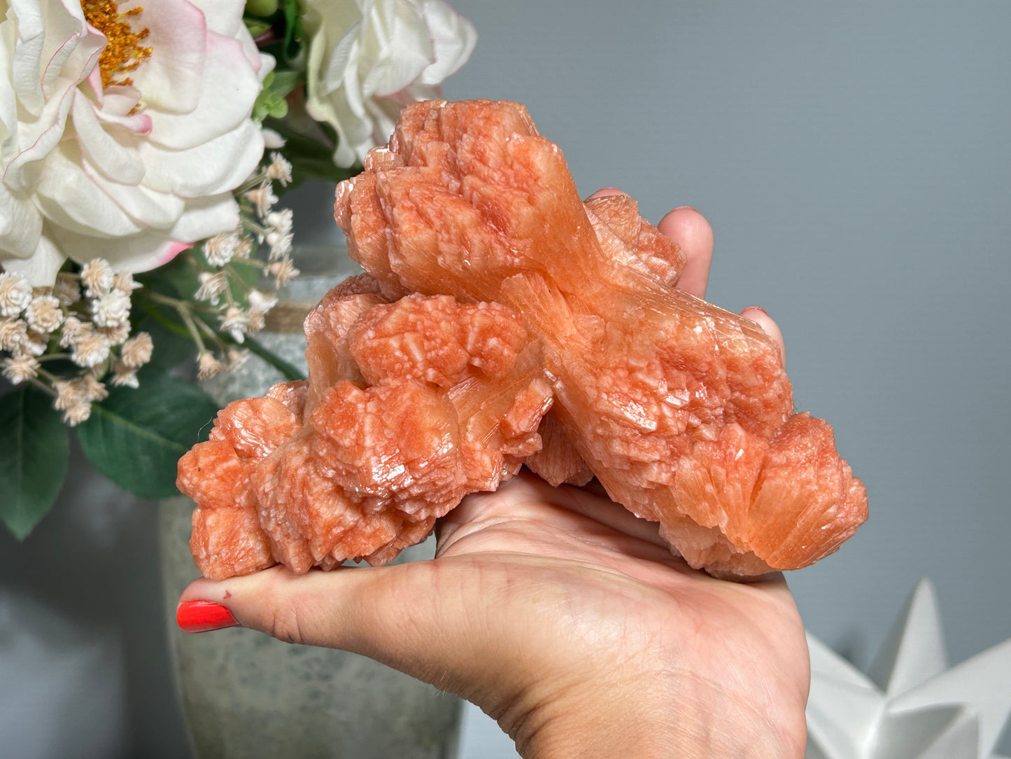 Red Stilbite Cluster (5.8", 147mm)