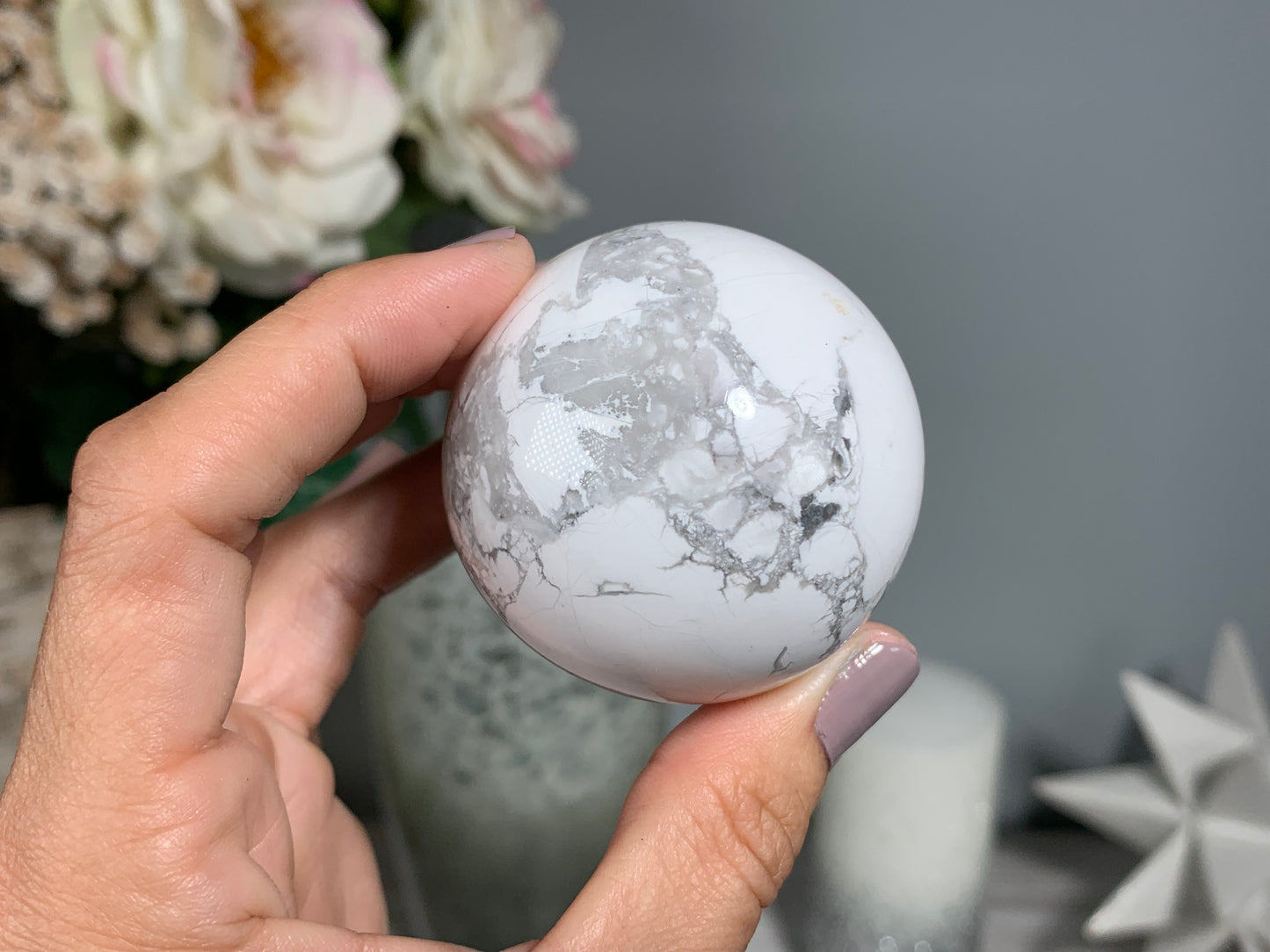 White Howlite Sphere (2" 50mm)