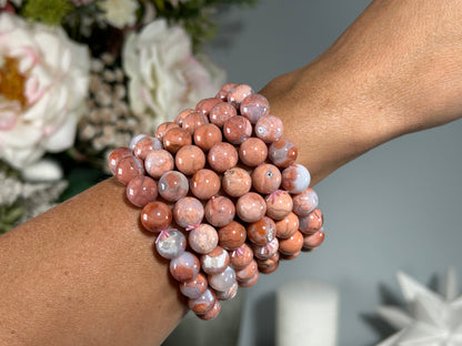 10mm Pink Agate Bracelet