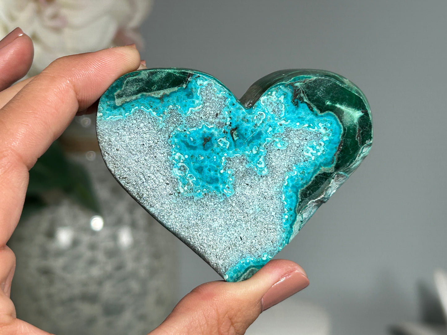 Malachite Chrysocolla Heart (2.7", 70mm)