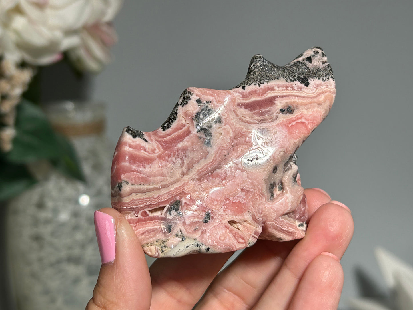 Rhodochrosite Skull (2.8", 72mm)