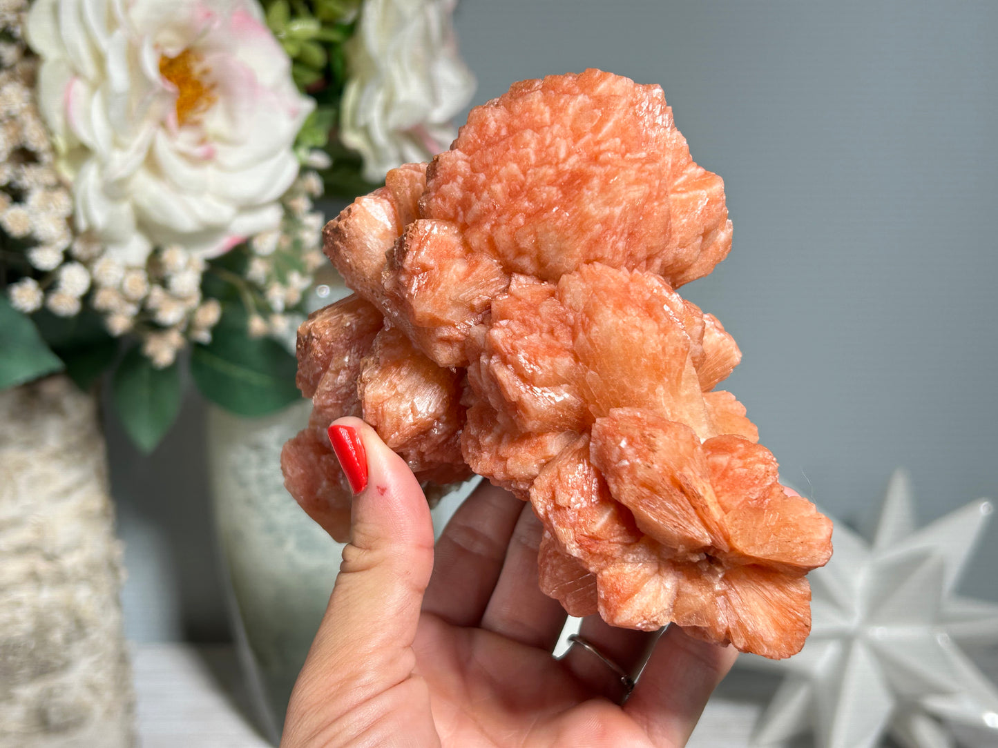 Red Stilbite Cluster (5.8", 147mm)