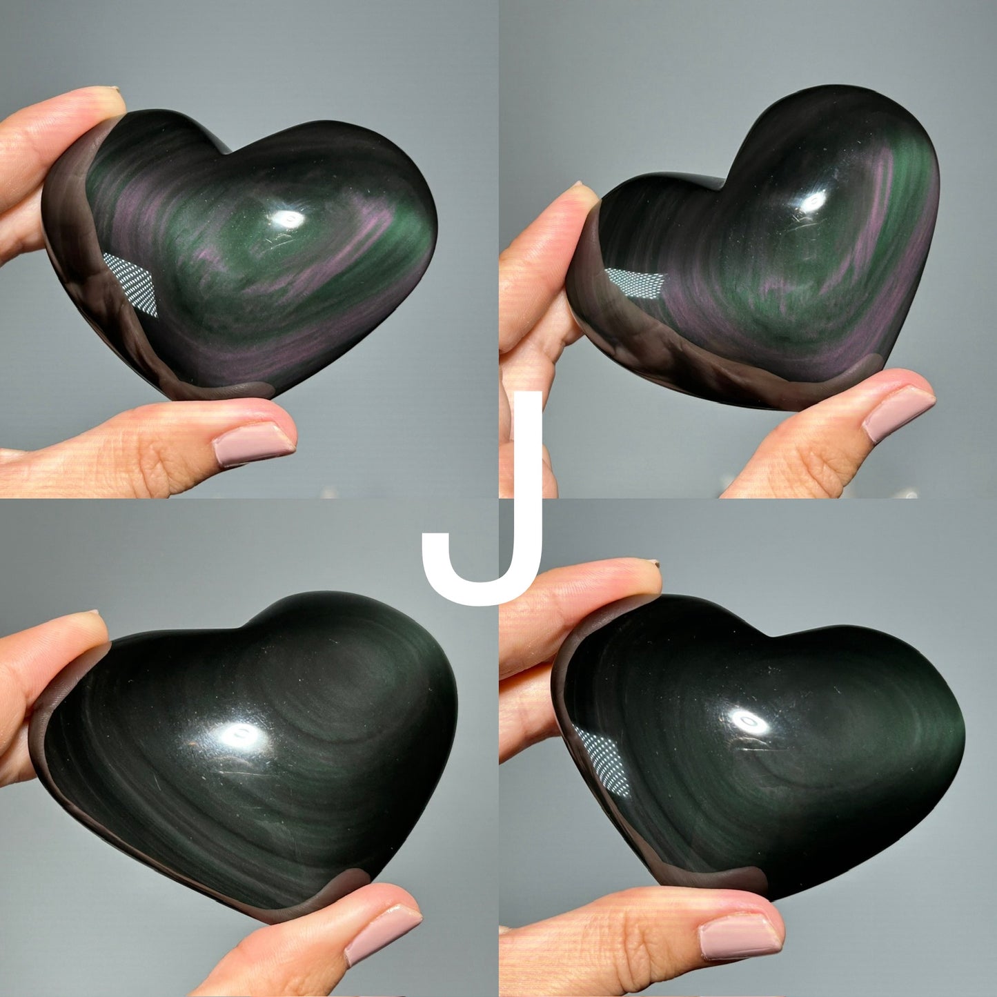 Rainbow Obsidian Puffy Heart