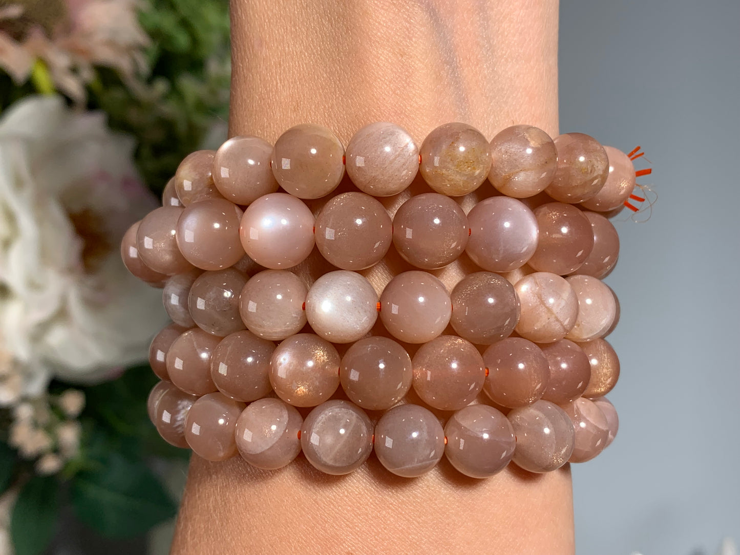 10mm Peach Moonstone Bracelet