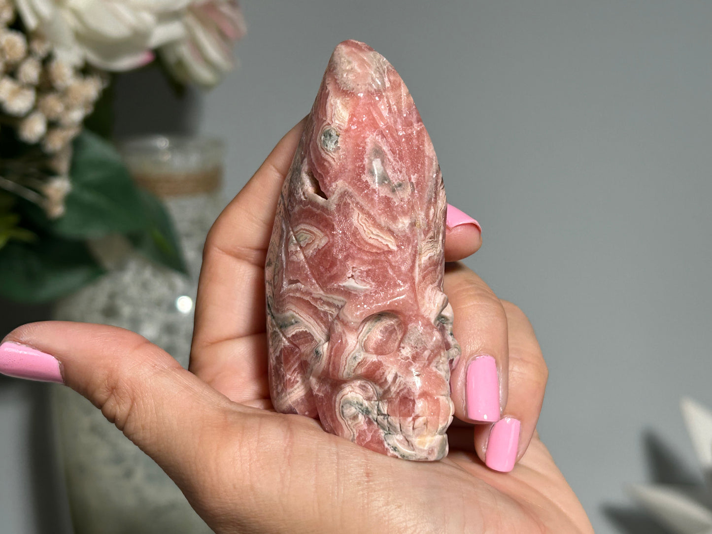 Rhodochrosite Skull (3", 75mm)