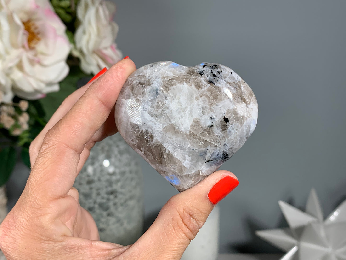 Medium Rainbow Moonstone Heart