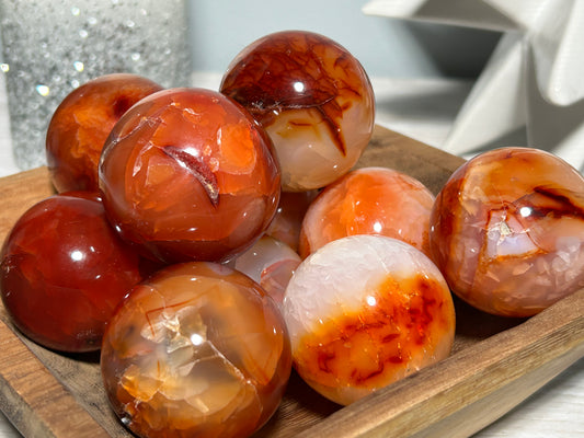Carnelian crystal sphere motivation creativity stone Reiki cleansed healing crystal from Strong Healer