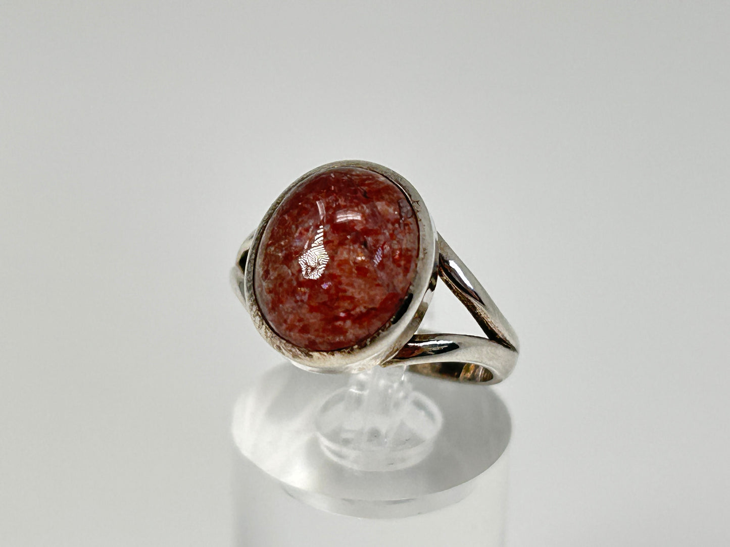 Cherry Tanzurine Sterling Silver Ring for meditation and energy work with white background.