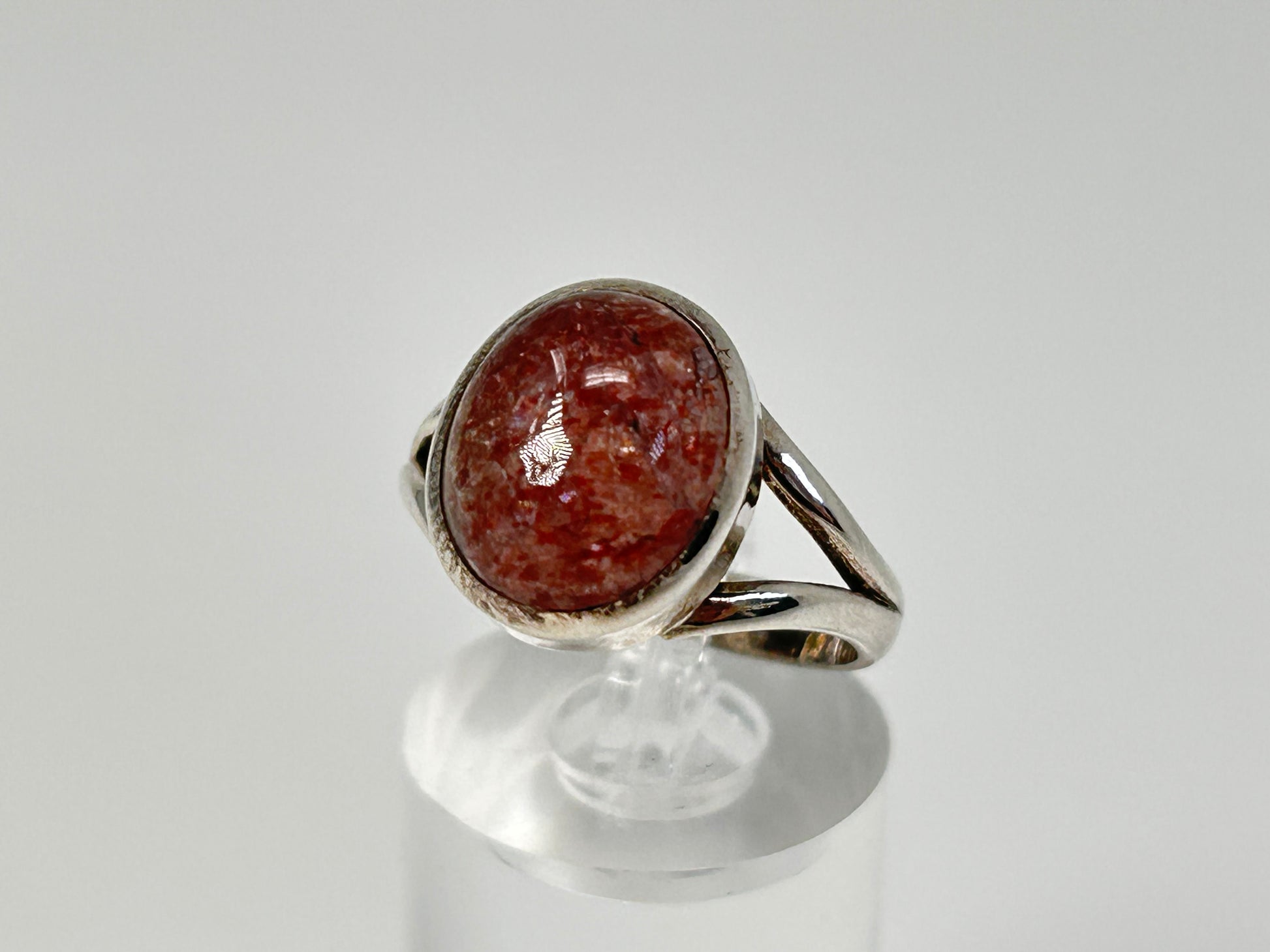 Cherry Tanzurine Sterling Silver Ring for meditation and energy work with white background.