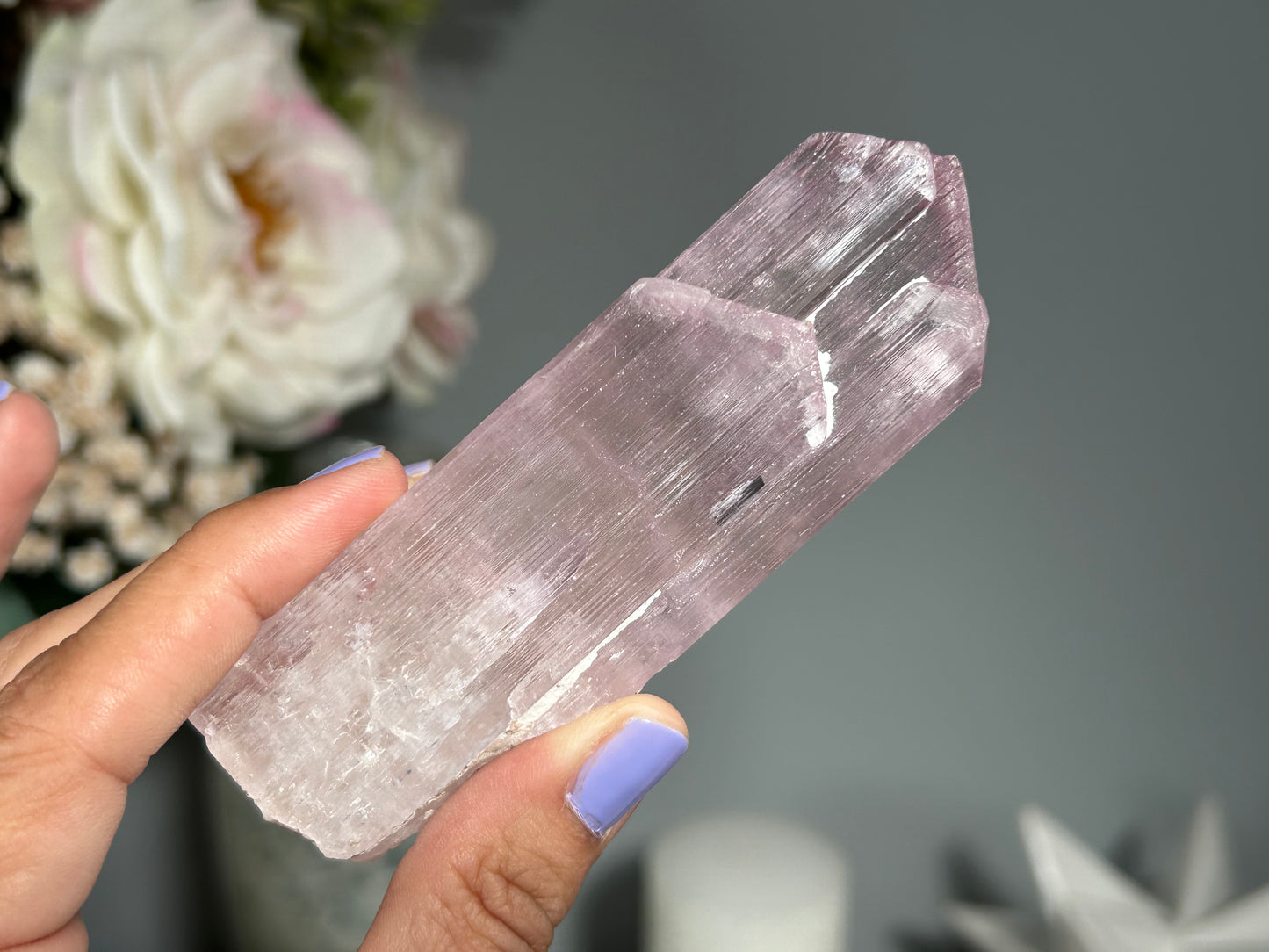 Natural Purple Kunzite Point (4", 10cm)