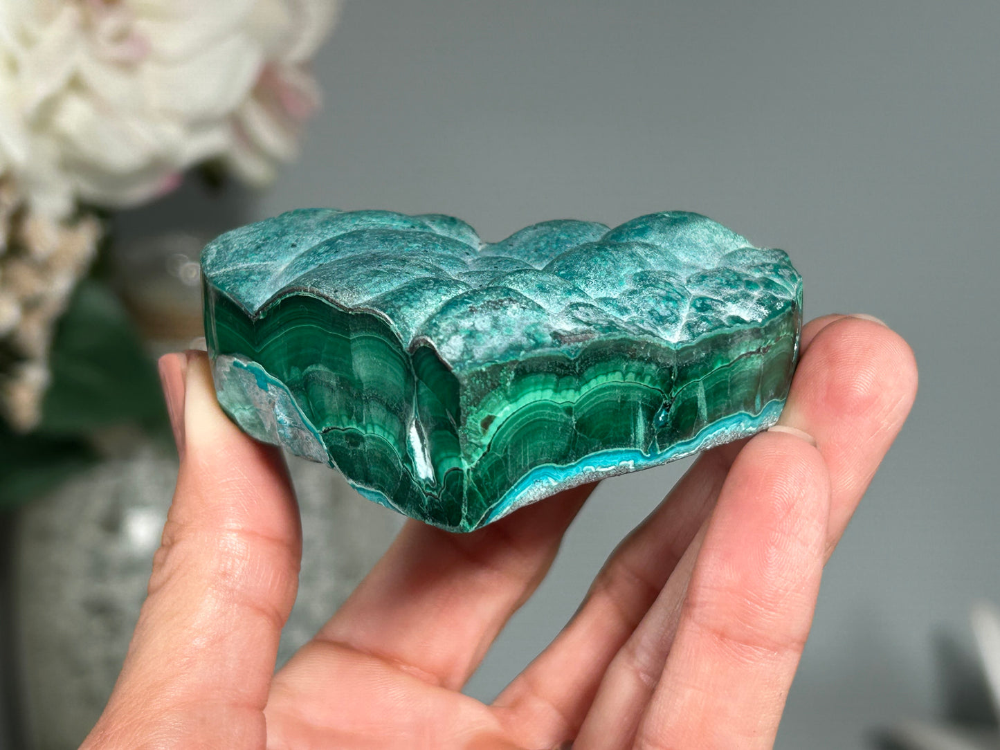 Malachite Chrysocolla Heart (2.7", 70mm)