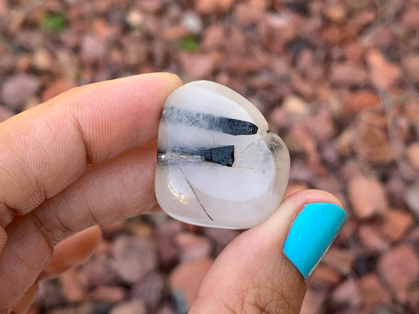 Tumbled Tourmaline Rutile in Quartz Large