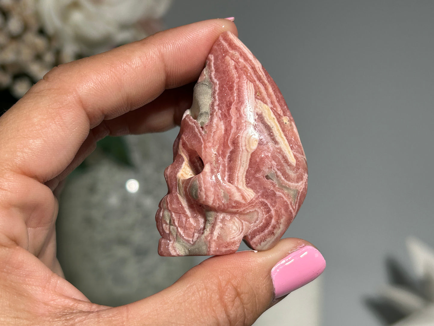 Rhodochrosite Skull (2.2", 55mm)