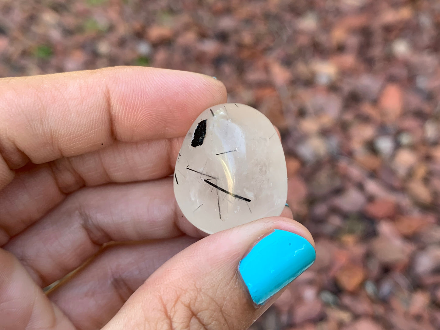 Tumbled Tourmaline Rutile in Quartz Medium