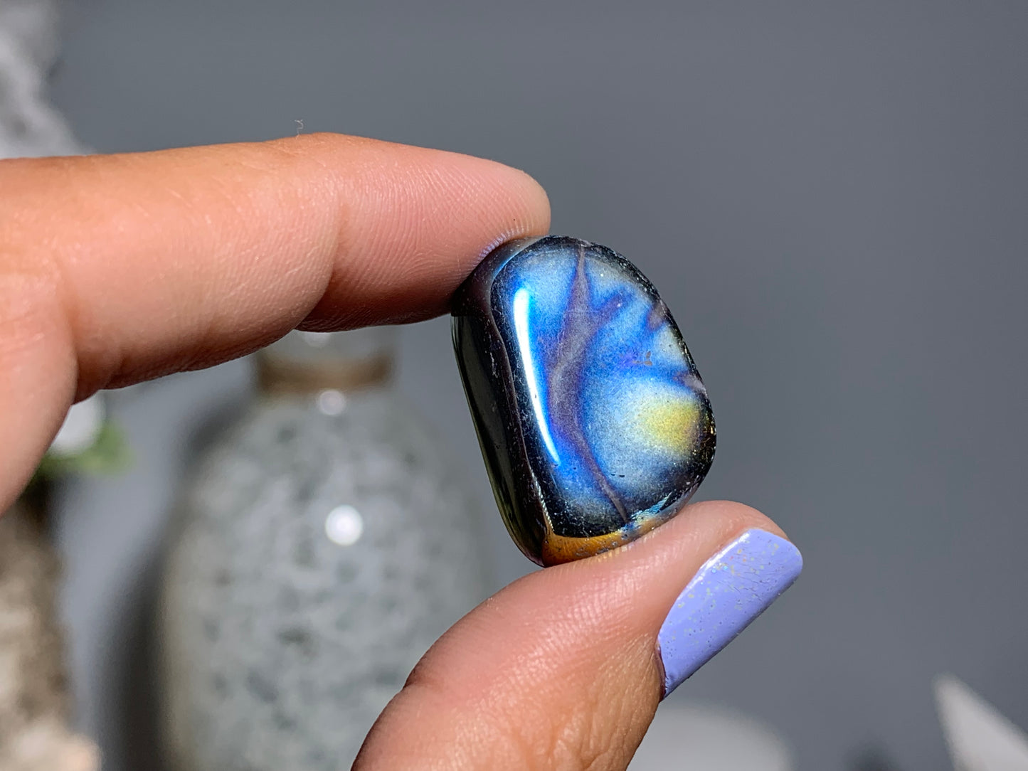 Tumbled Dark Titanium Aura Quartz