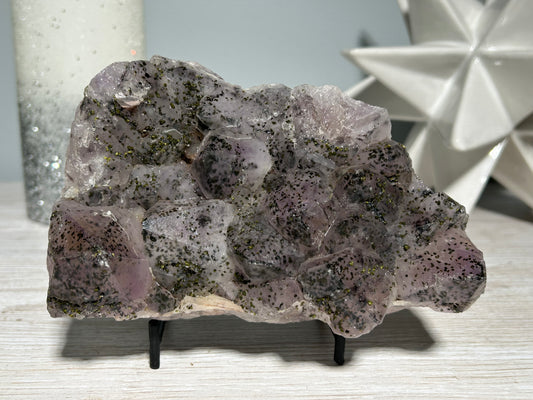 Epidote on Amethyst (5.4", 134mm)