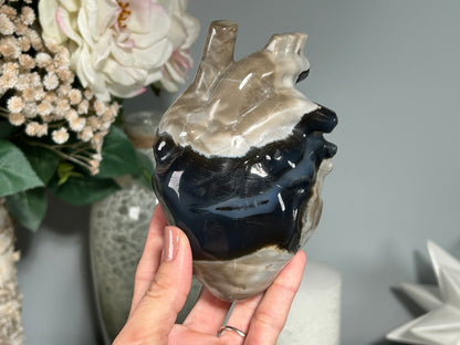 Volcano Agate Anatomical Heart (4.9", 125mm)