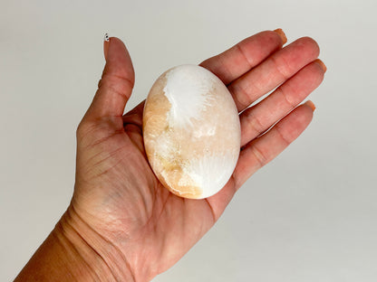 Stilbite with Scolecite Palm Stone (2.75", 70mm)