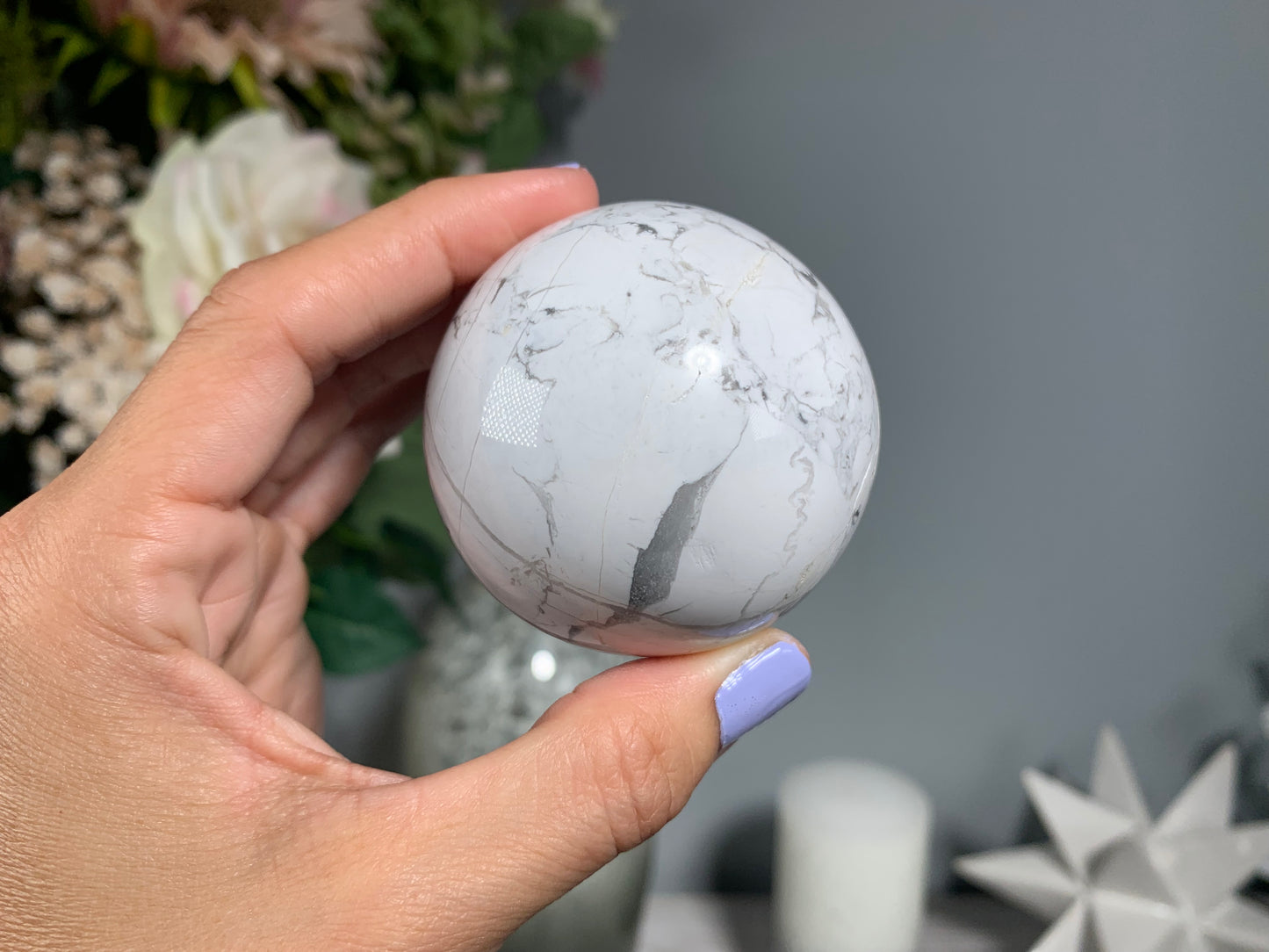 White Howlite Sphere (2.2" 56 mm)