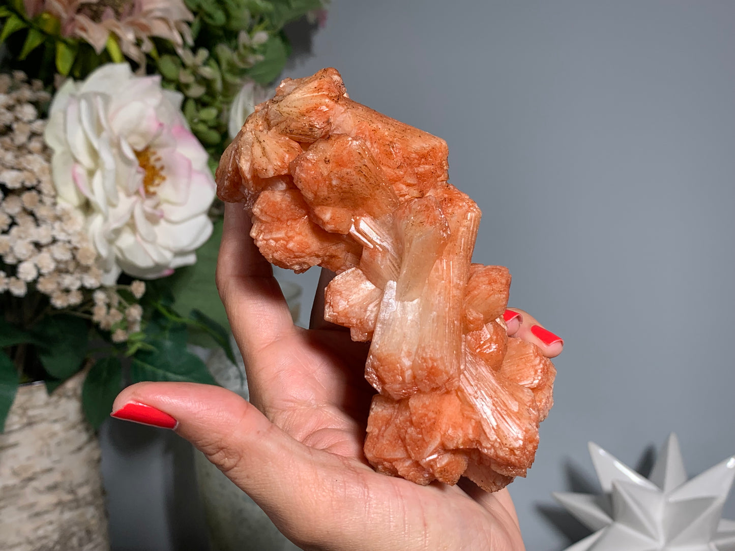 Red Stilbite Cluster (5", 128mm)