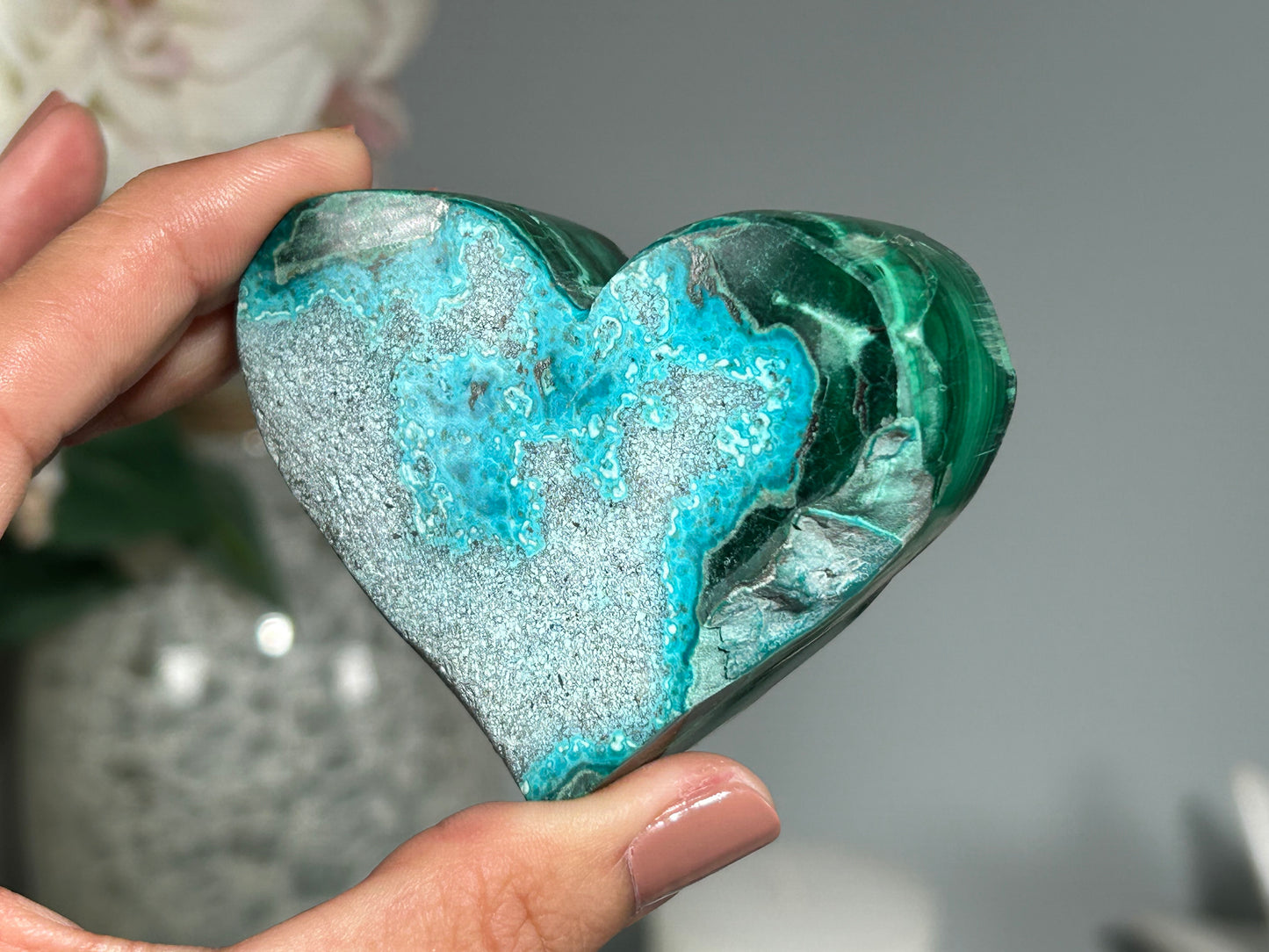 Malachite Chrysocolla Heart (2.7", 70mm)