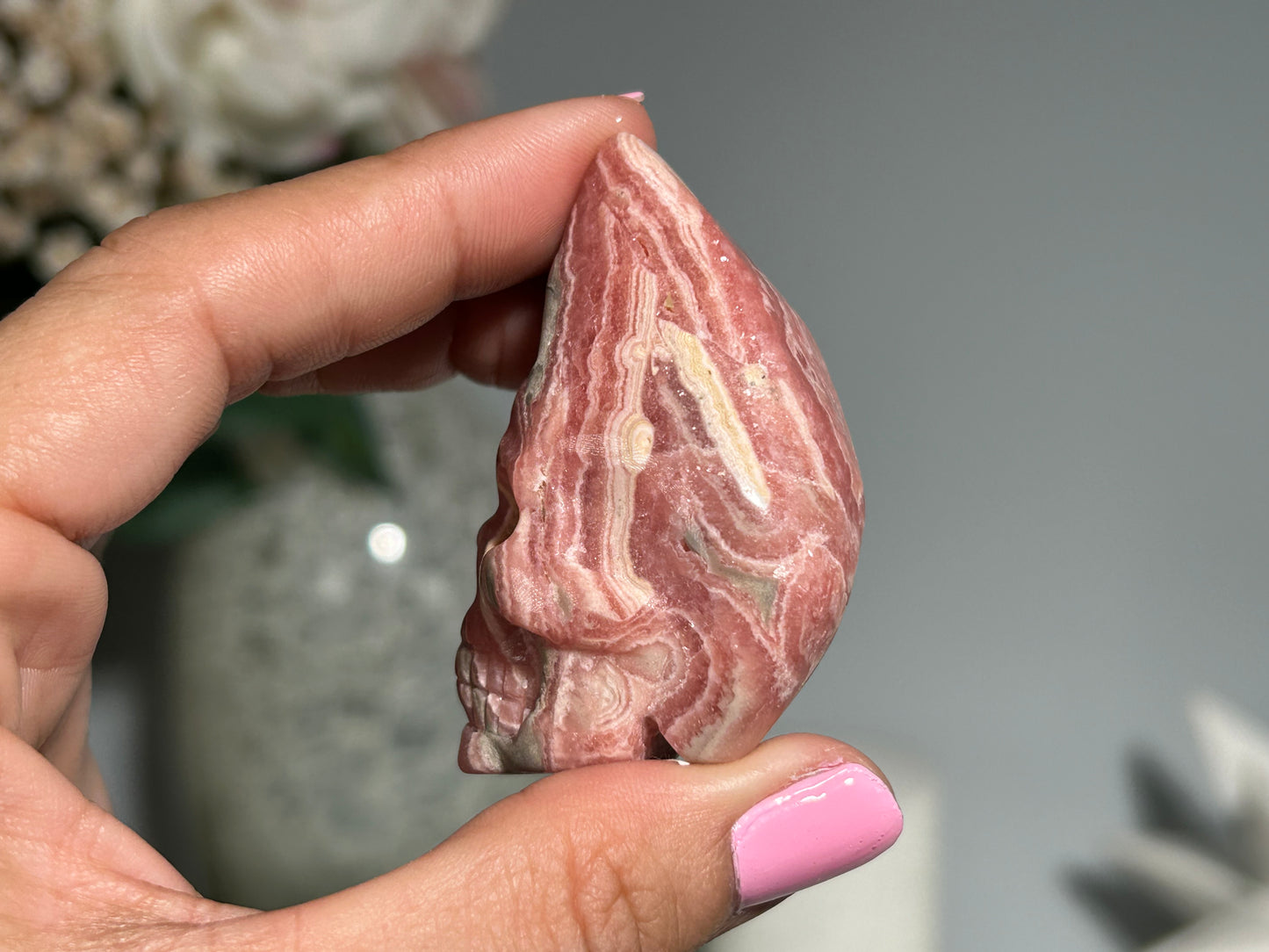 Rhodochrosite Skull (2.2", 55mm)