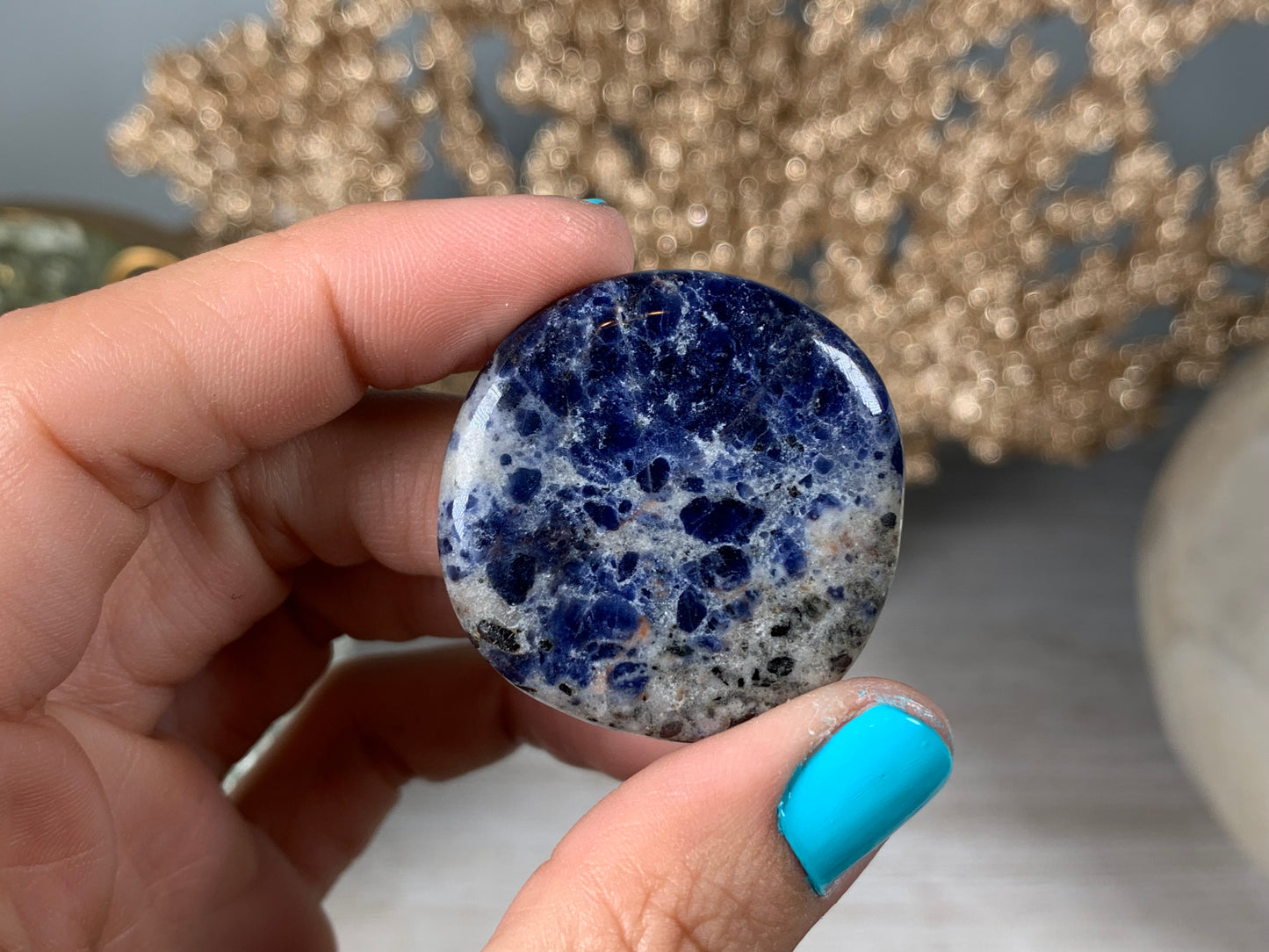 Flat Sodalite Palm Stone