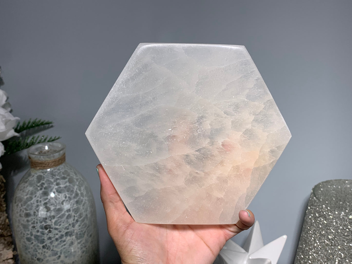 Selenite Plate (6" Hexagon)