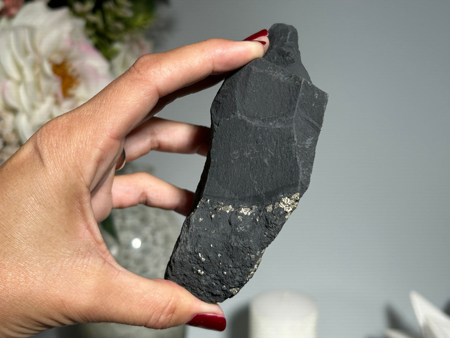 Pyrite on Shungite (4.6", 117mm)