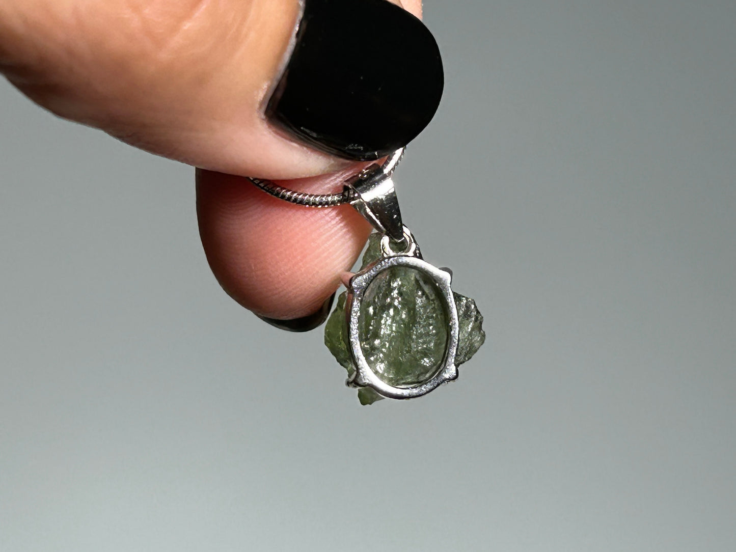 Moldavite Sterling Silver Pendant (12mm long)