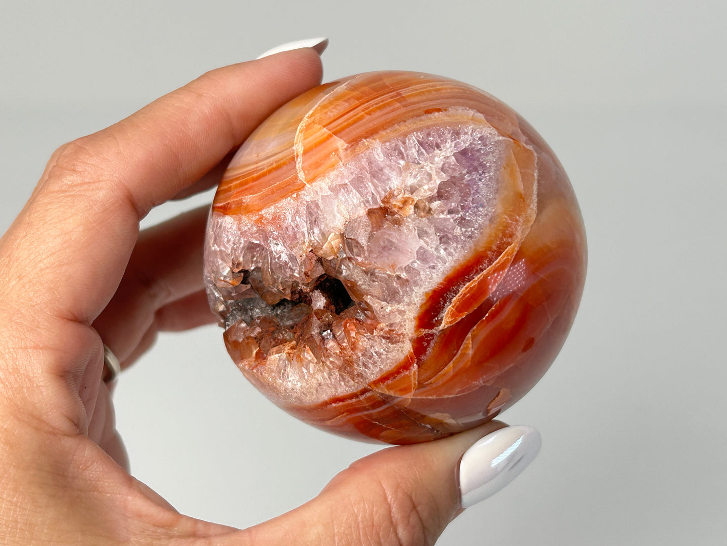 Carnelian with Druzy Amethyst Sphere (2.4", 62mm)