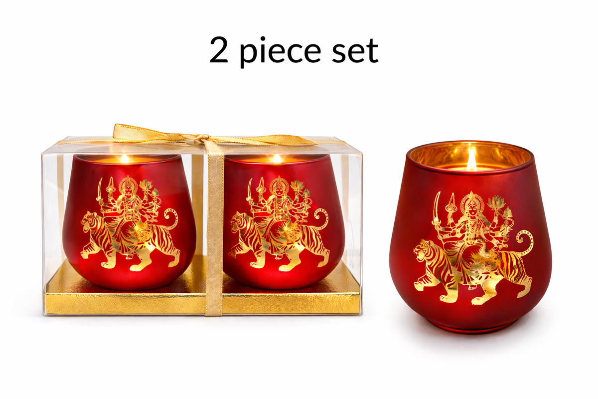 Durga Candle Holder - 2pcs: Red