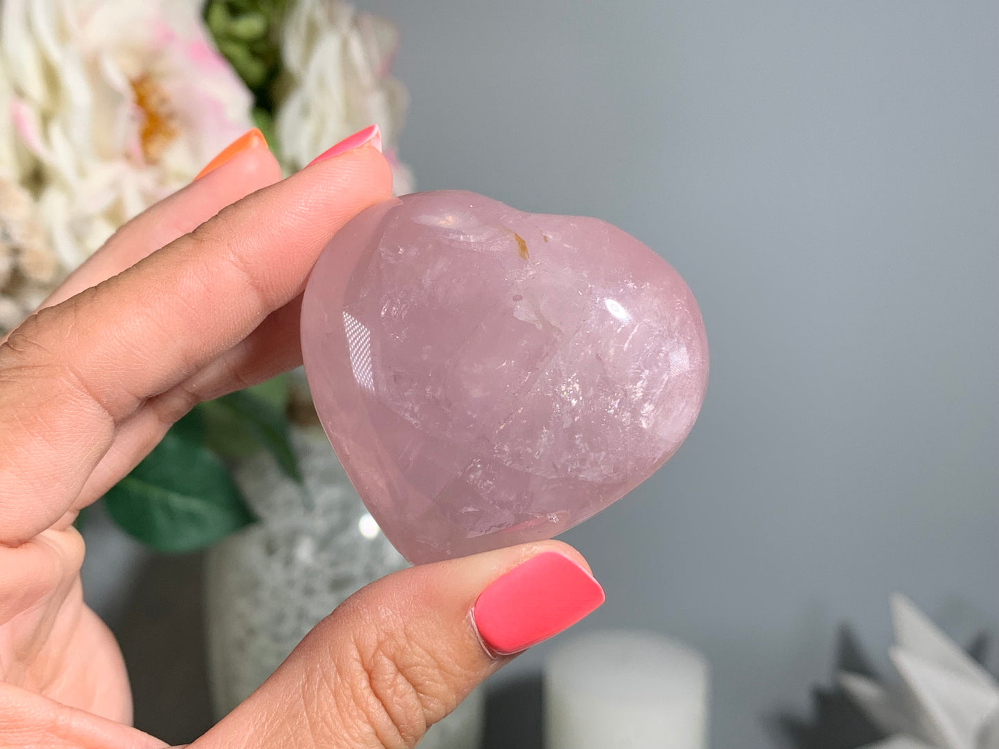 Medium Lavender Rose Quartz Heart