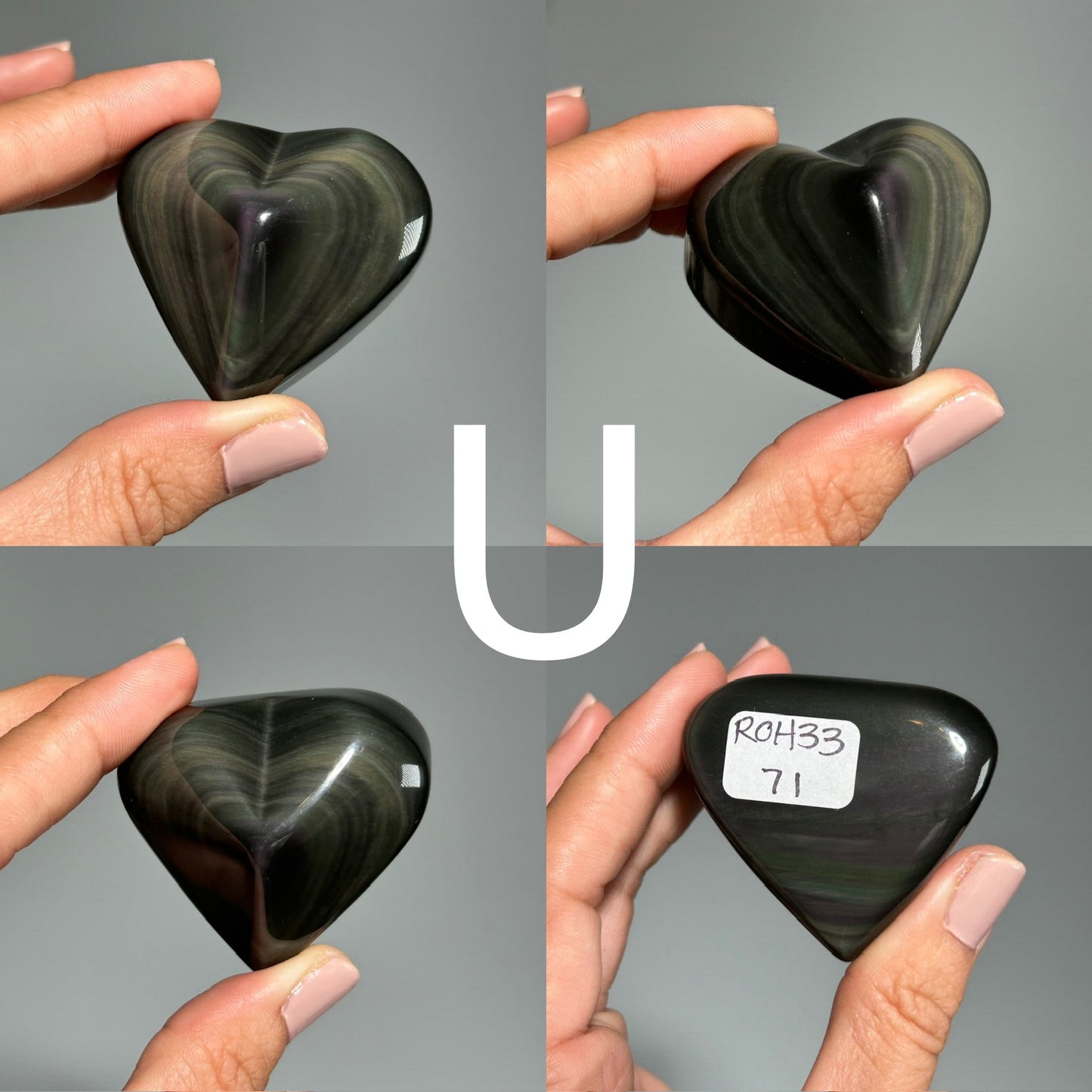 Rainbow Obsidian Heart