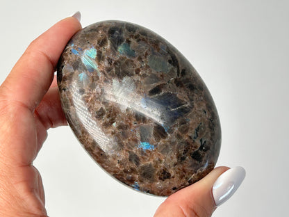 Brown Larvikite Palm Stone (2.9", 74mm)