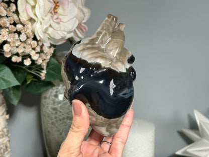 Volcano Agate Anatomical Heart (4.9", 125mm)