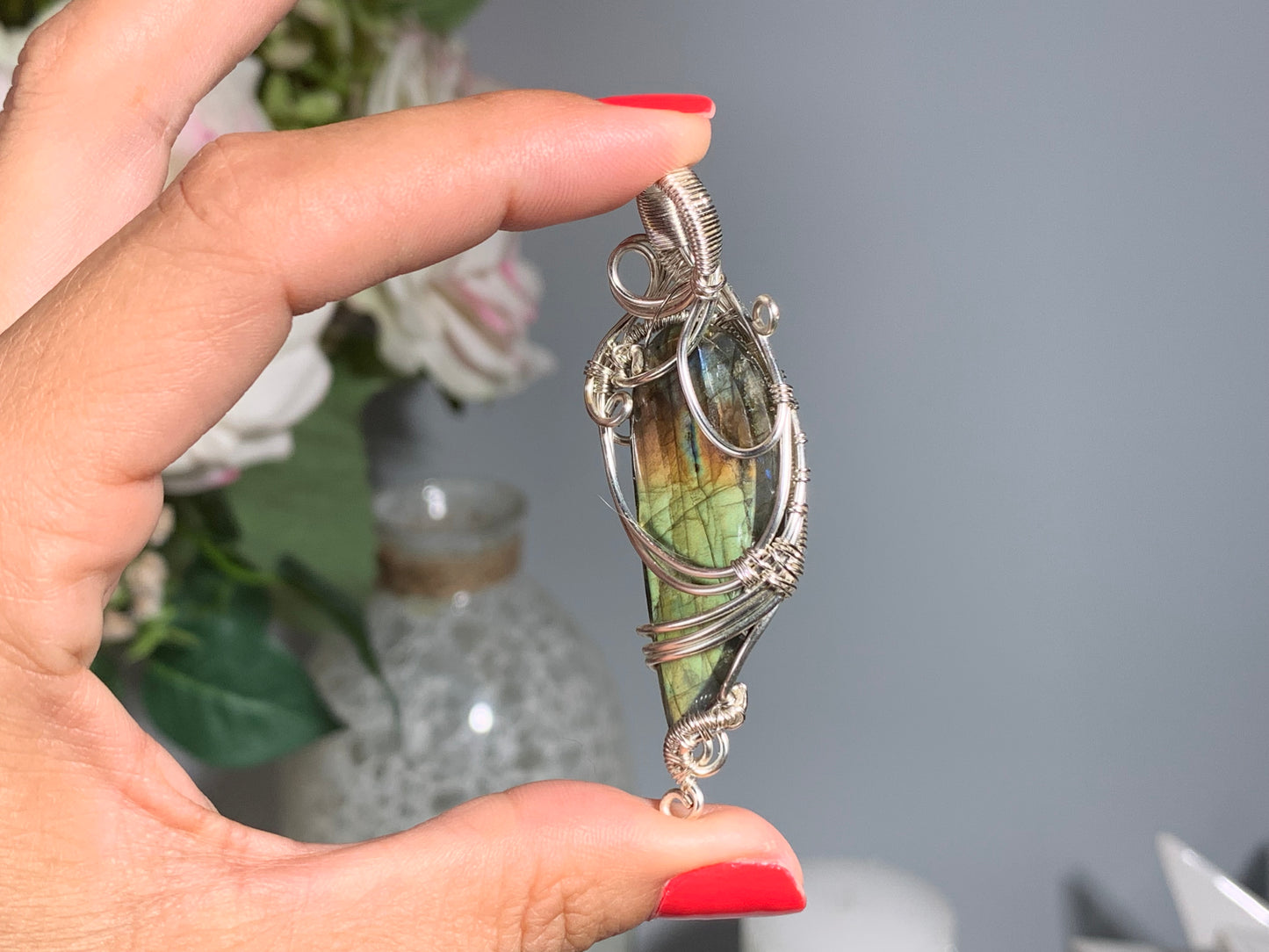 Wire Wrapped Labradorite Pendant (2.5" 65mm)