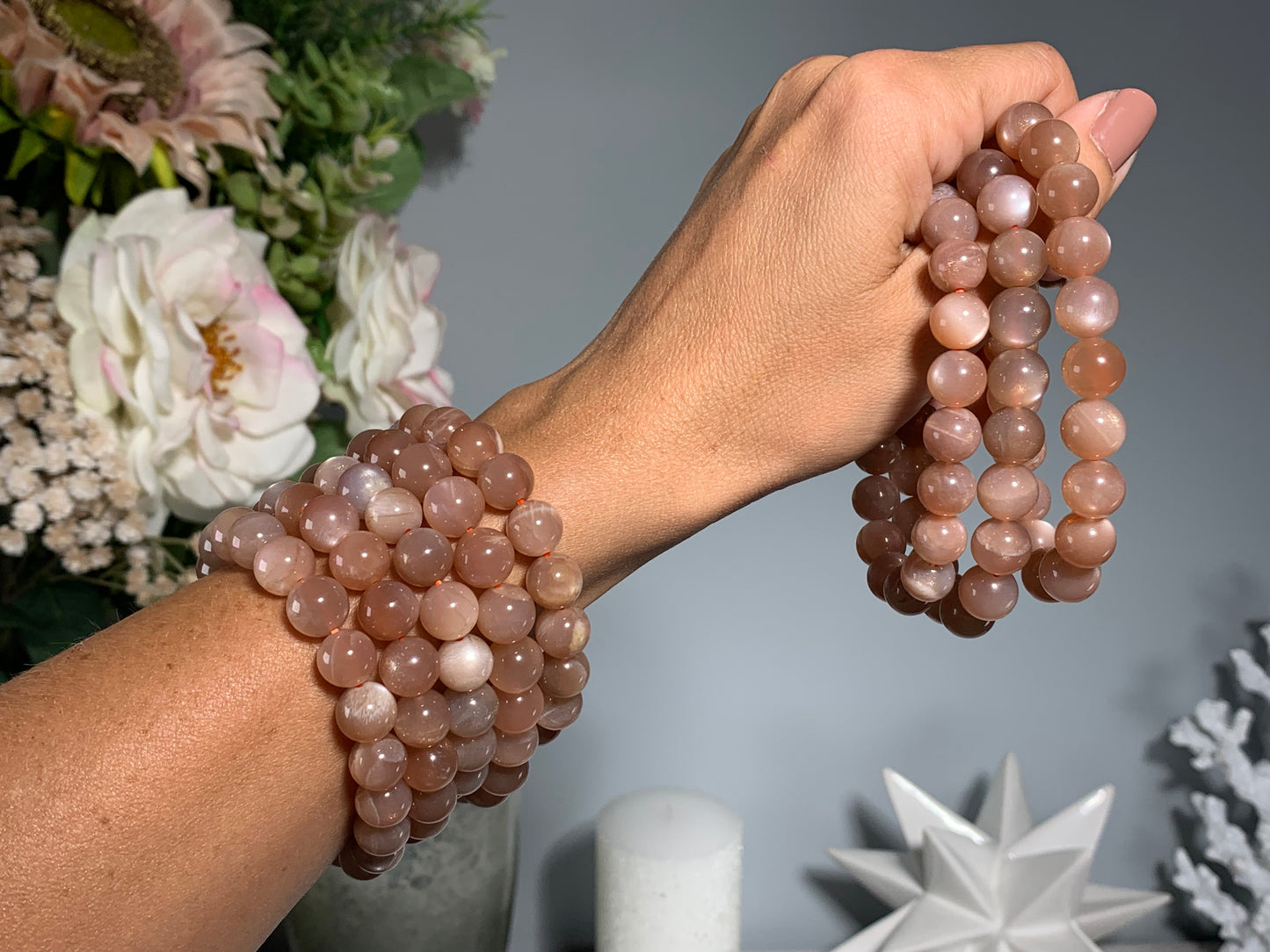 10mm Peach Moonstone Bracelet