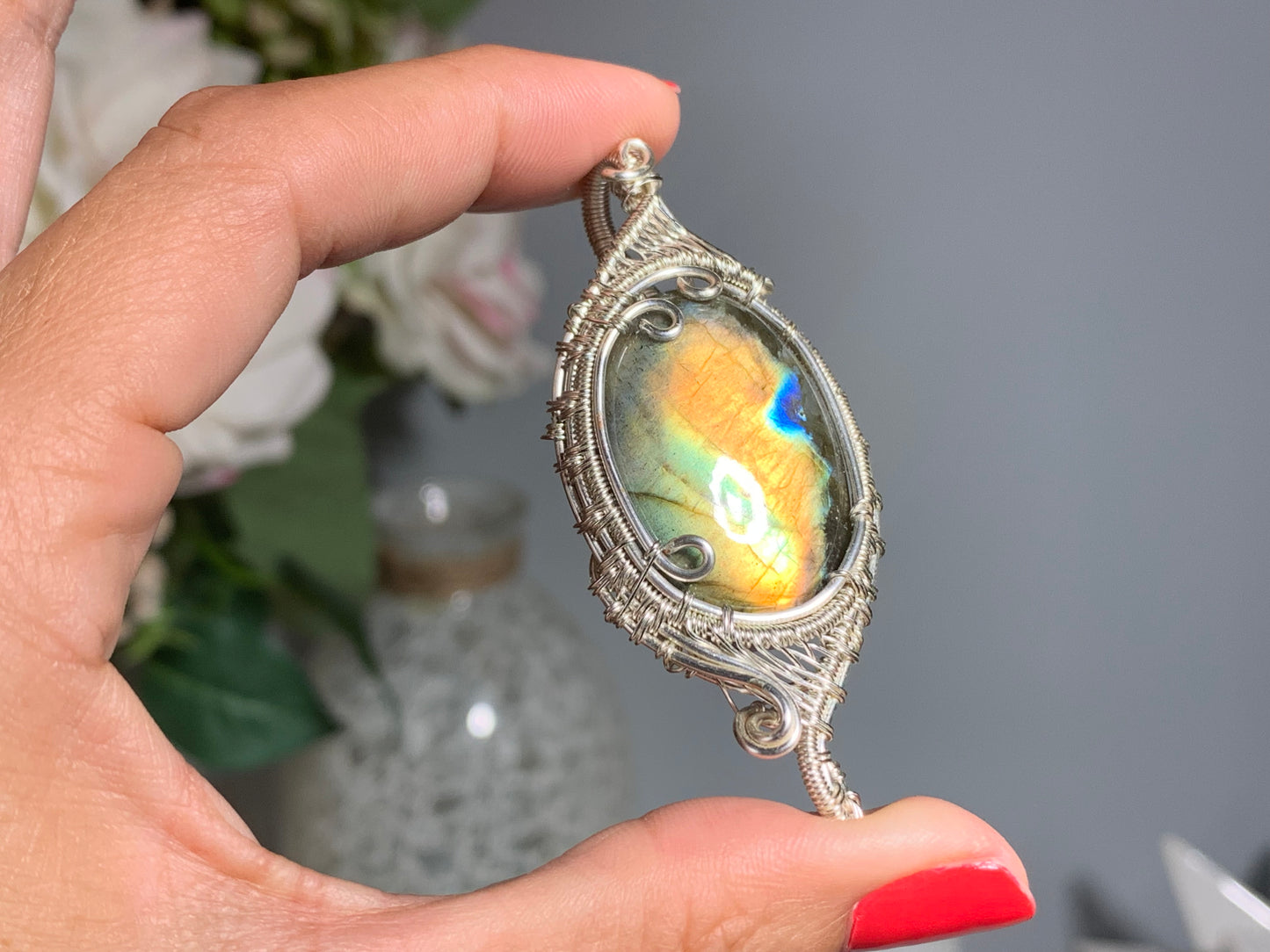 Wire Wrapped Labradorite Pendant (2.5" 64mm)