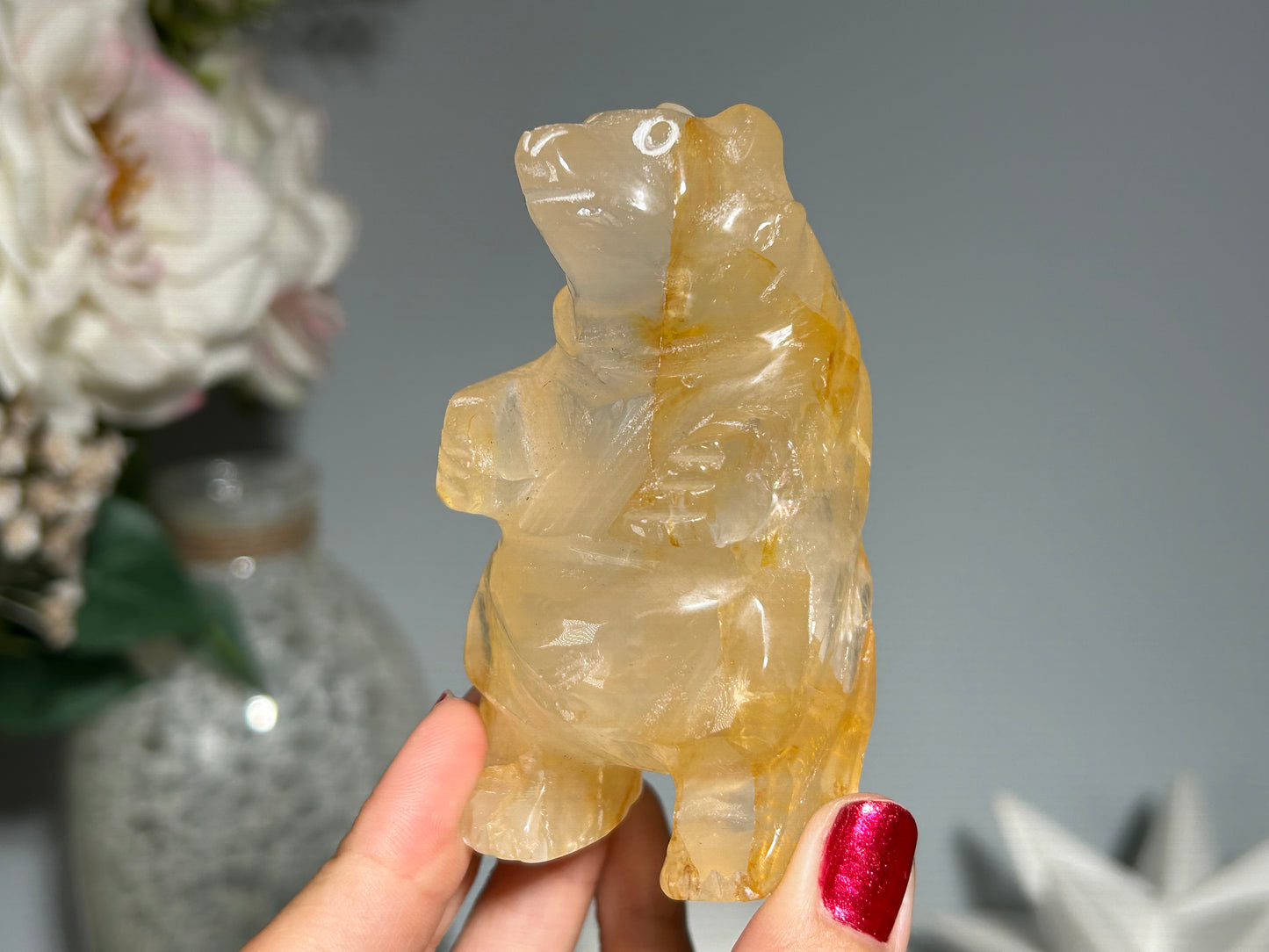 Yellow Hematoid Quartz Bear (3.5", 89mm)