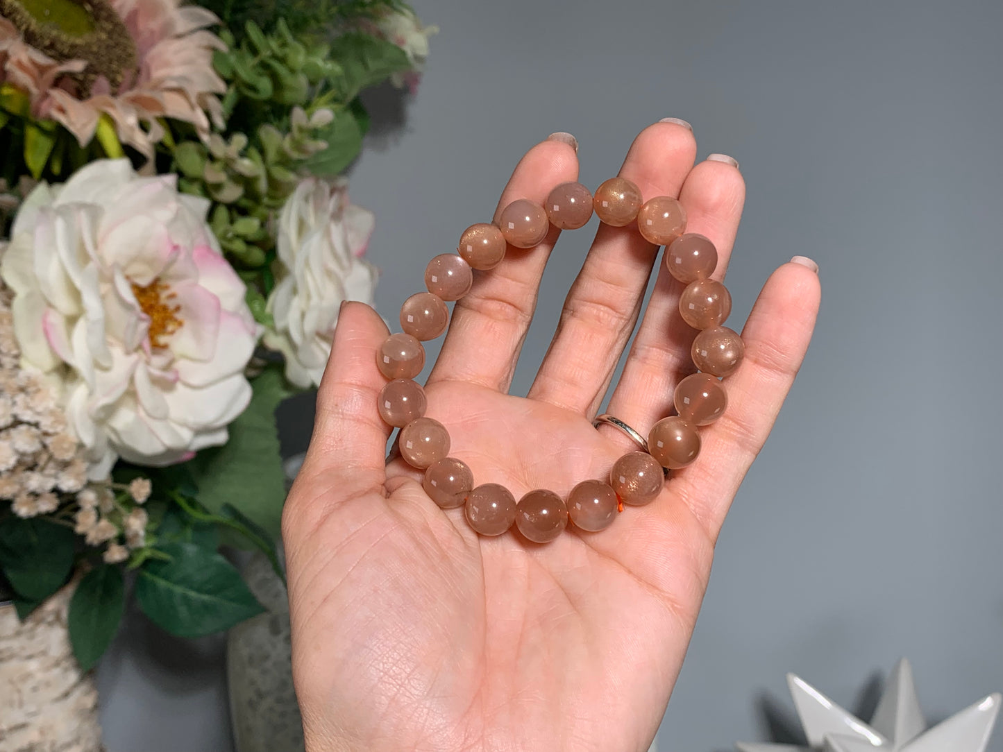 10mm Peach Moonstone Bracelet