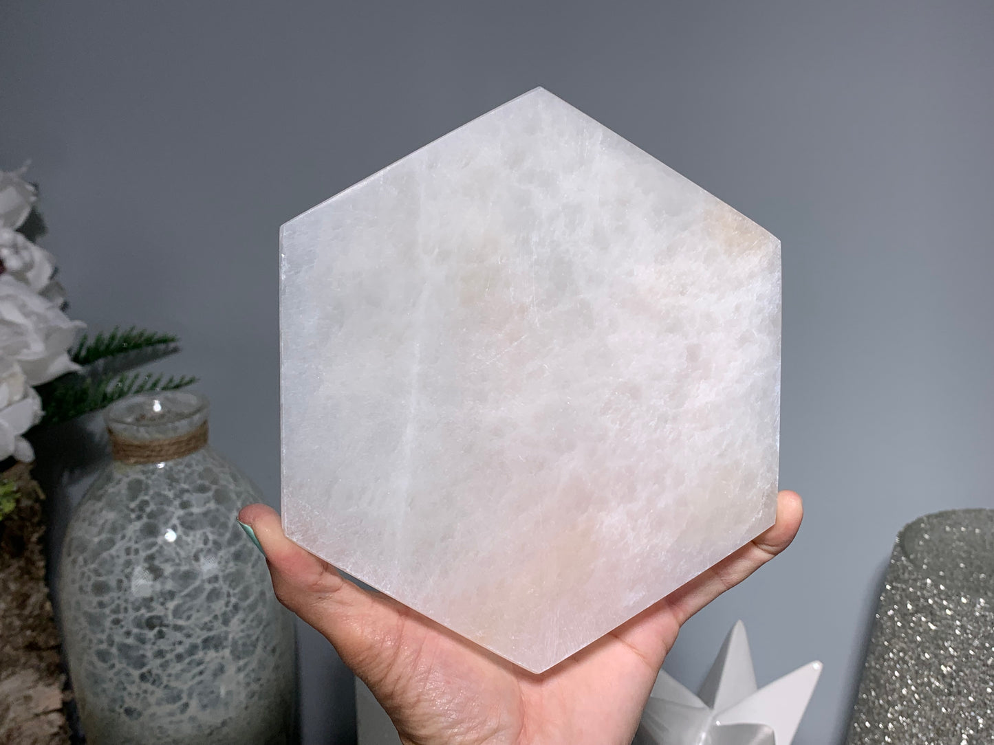 Selenite Plate (6" Hexagon)