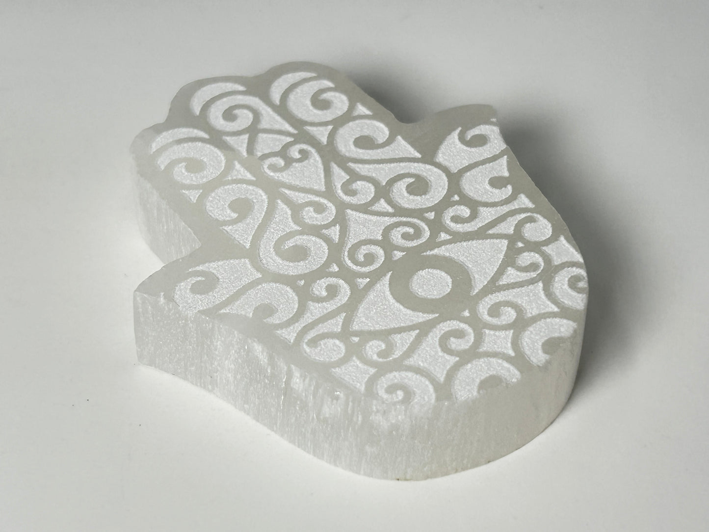 Selenite Hamsa Evil Eye