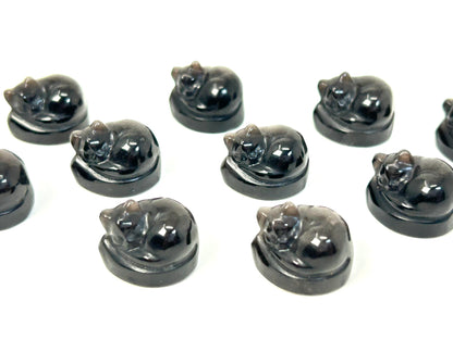 Silver Sheen Obsidian Sleeping Cat