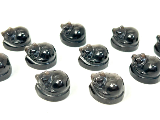 Silver Sheen Obsidian Sleeping Cat