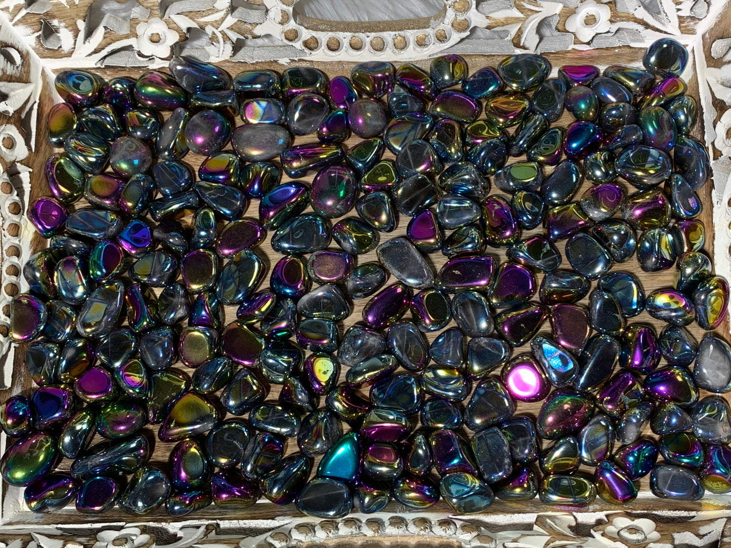 Tumbled Dark Titanium Aura Quartz