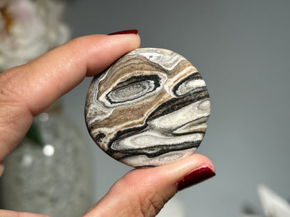 Lace Calcite Flat Palm Stone