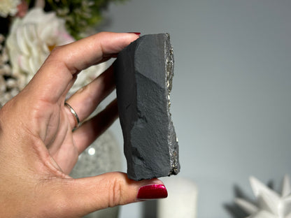 Pyrite on Shungite (3", 77mm)